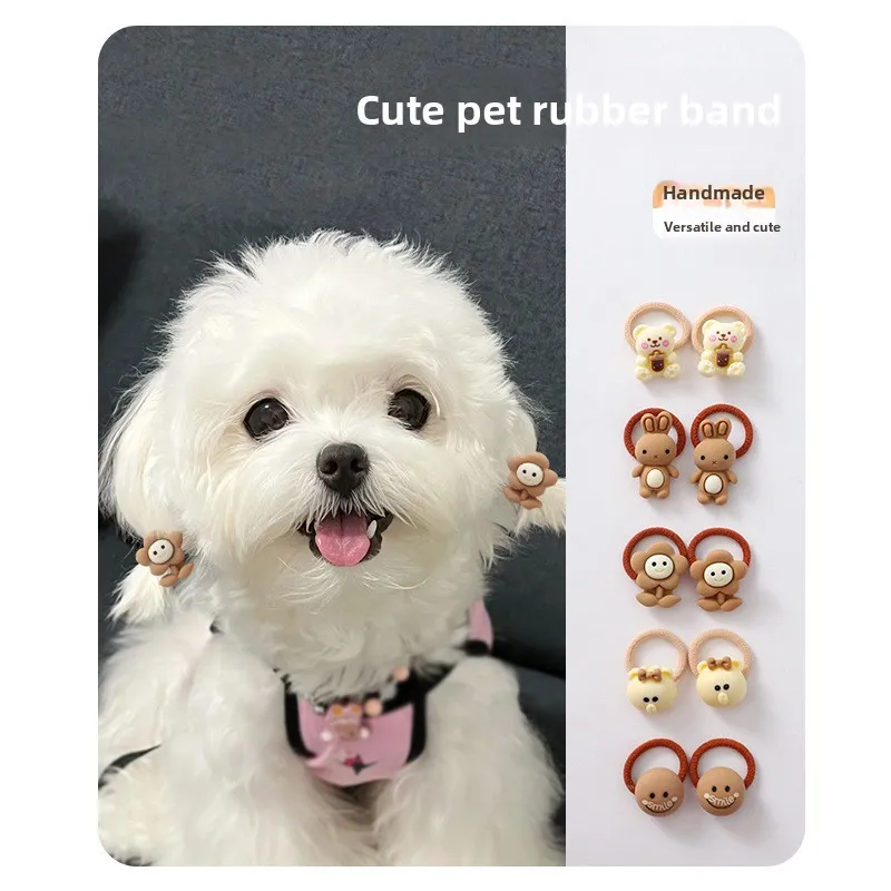 Dog high value cute versatile than bear teddy pet rubber band braids hair band headgear Maltese hair accessories