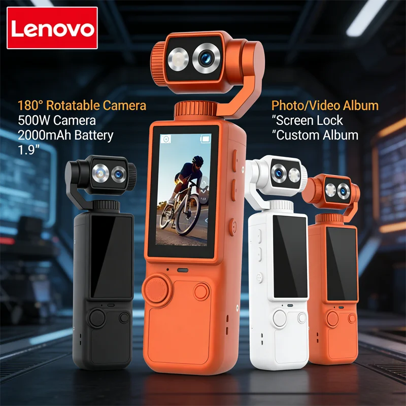 Lenovo 8K HD WiFi Sports Wearable Camera Travel Bicycle Driver Recorder Mini Sports Cam For Motorcycle and Vlogging