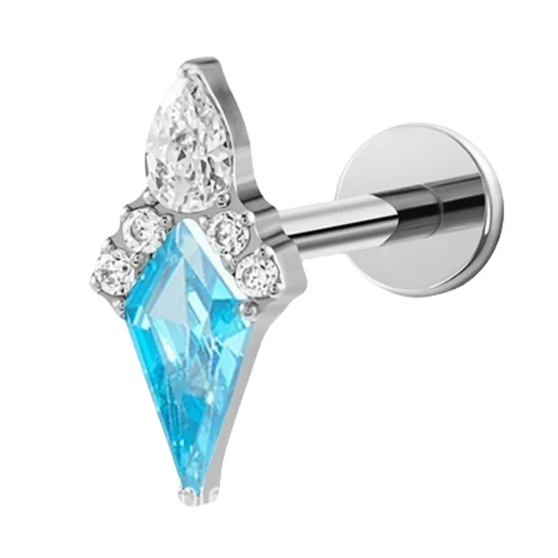 F136 Titan Kite Stone Lippenpiercing-Ringe 16G Zirkonia Gewinde-Labret Tragus Helix Knorpel-Nasenring Ohrringe Schmuck – Detail 9
