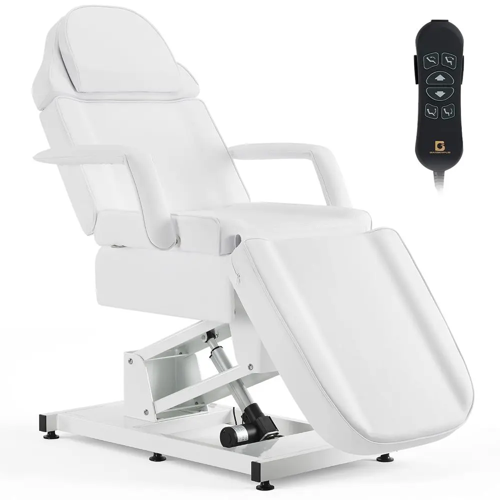 3-Motor Electric Tattoo Chair Sn Massage acial Bed White 2751 | Height 25.2-37 in, 480 lbs, PVC leather, 3 motor electric remote
