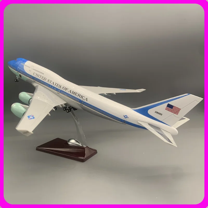 

Bo-Eing 747 Air Force One Dual Doors Aircraft Model With Led Lights And Wheels Simulation Static Airplane Model Ornament
