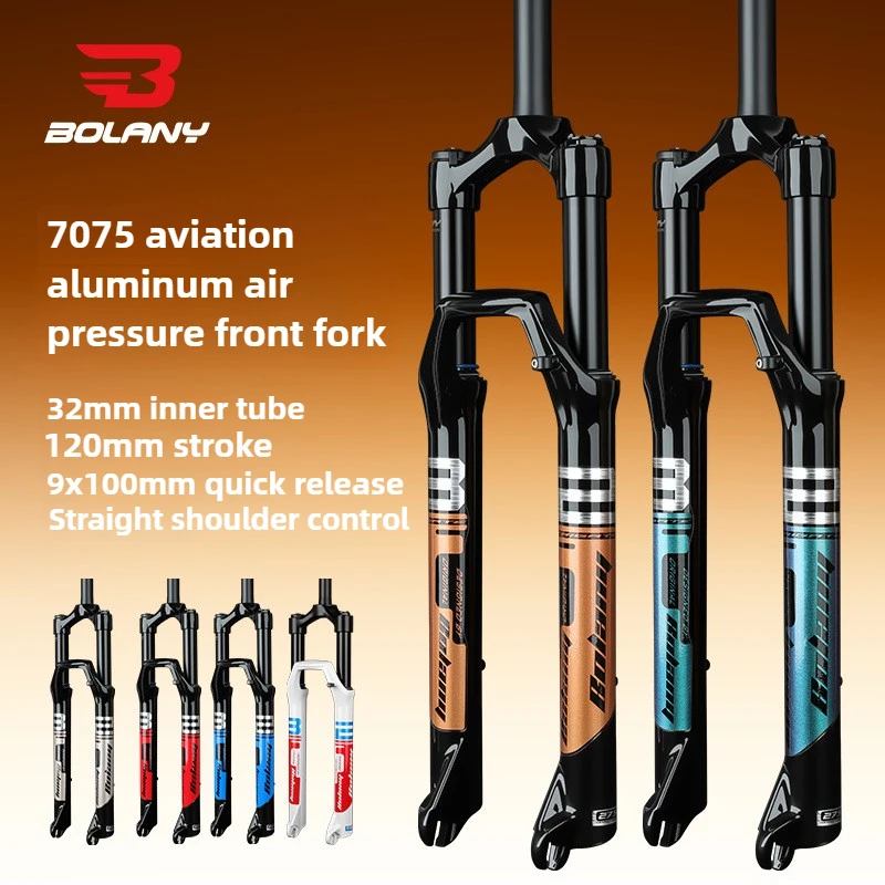 

Воздушная вилка BOLANY 32 мм MTB 7075, алюминий-120 мм, дорожная подвесная вилка для колеса 26/27,5/29 дюймов, QR 9x100 мм, варианты черного/белого цвета