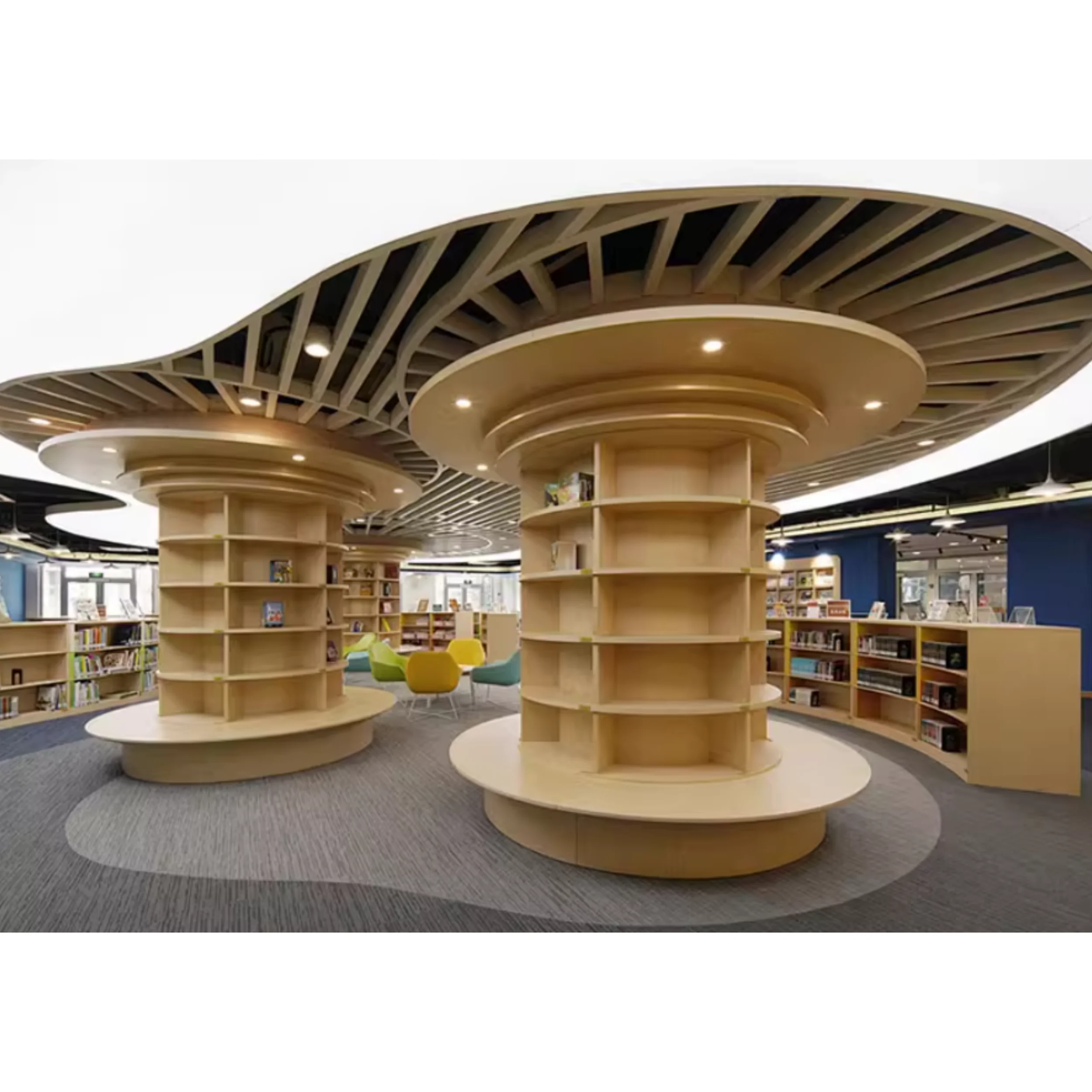 Biblioteca infantil, muebles de jardín de infantes, estanterías Estanterías con temática de animales de diseño personalizado