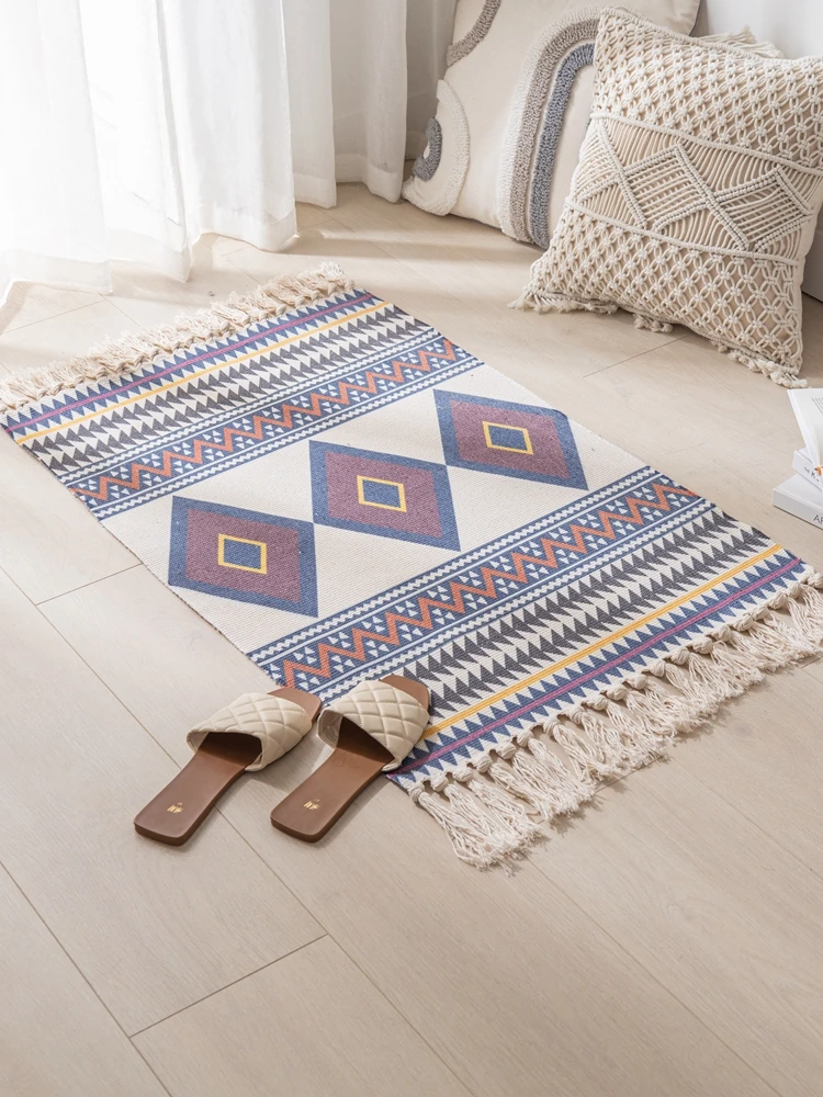 

n Nordic Sle Carpet Simple Sofa Cover with Tassels for Living Room And Bedroom Floor Mat hine Waable Cotton Rug