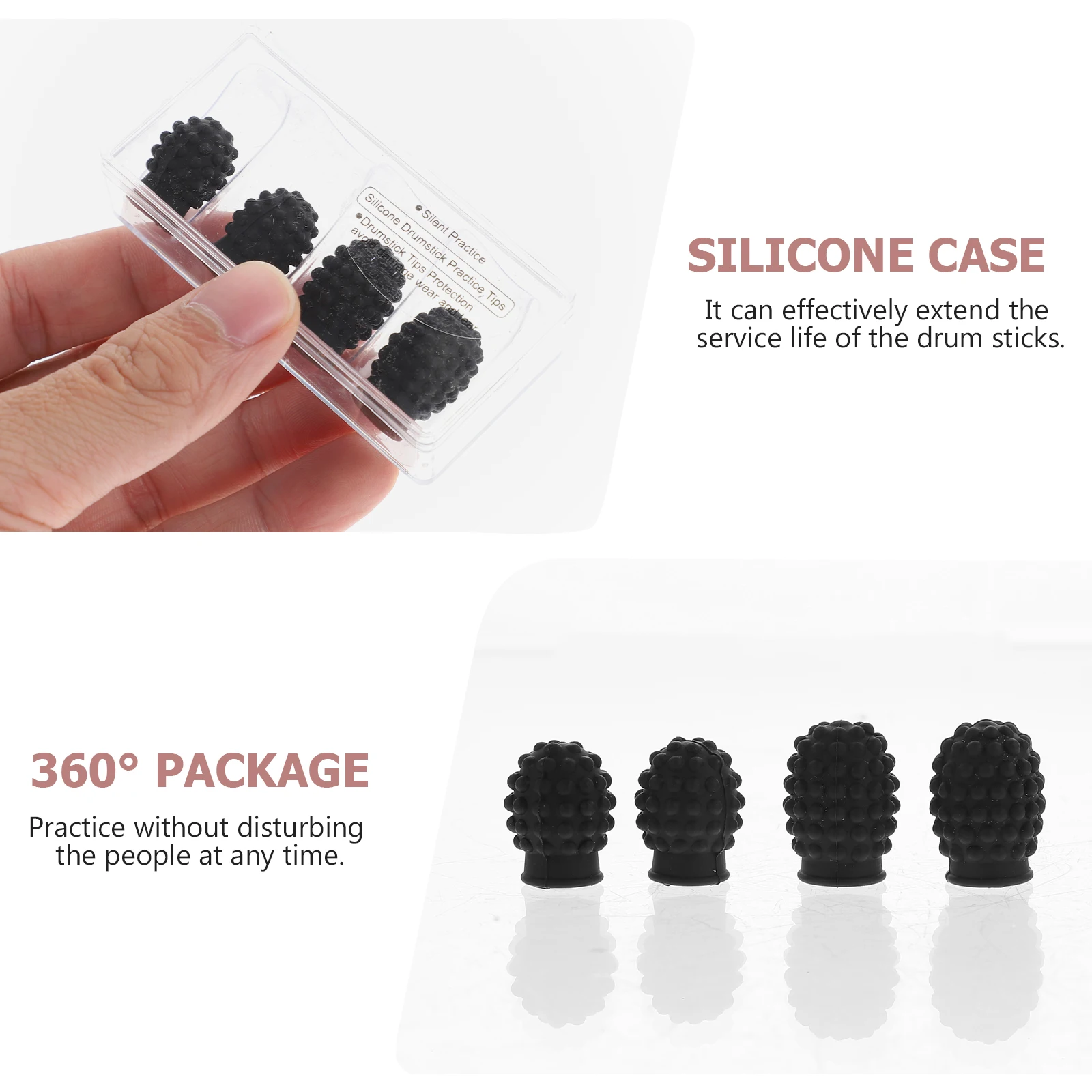 

4 Pcs Drumsticks Protector Fittings Practice Covers for Beginner Supplies Percussion Instrument Protective Black