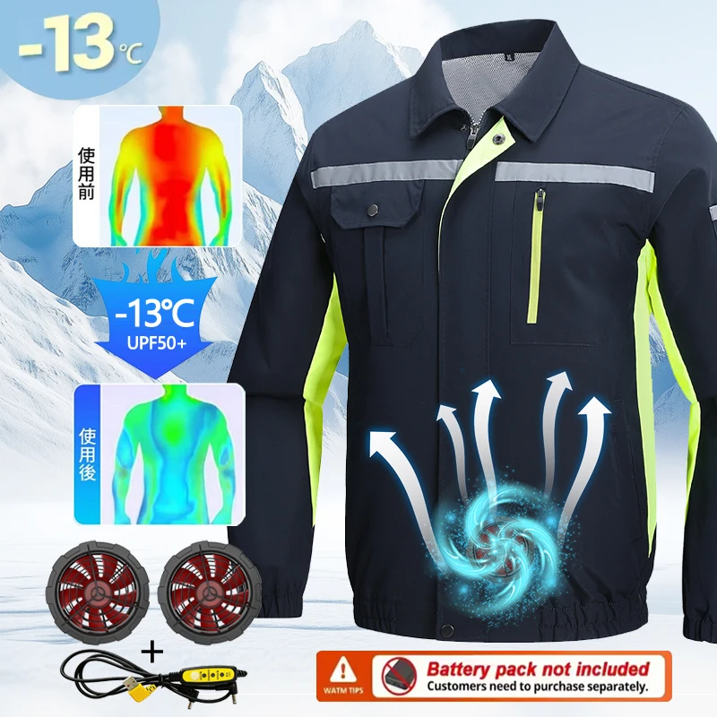 

Waterproof and sun-protective air-conditioning suit - summer long-sleeved clothing with fan for outdoor cooling workwear - fishi