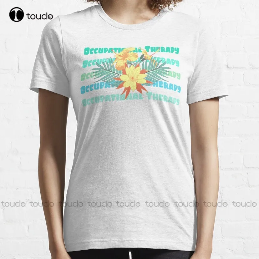 Occupational Therapy Flower Aqua Classic T-Shirt T Shirts For Men Fashion Tee T Shirts Digital Printing Breathable Cotton Retro