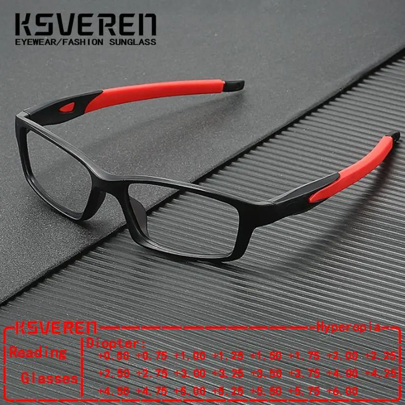 

KSVEREN Photochromic Sports Reading Glasses For Men Classic Sunshade Sunglasses Women Square Frame Presbyopic Readers +2.0 +3.0