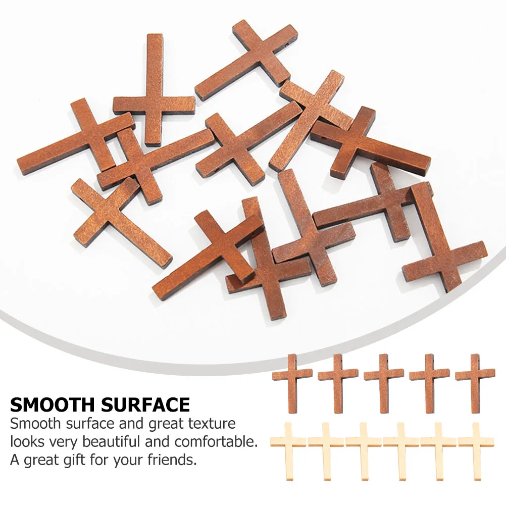 

20PCS Wooden Cross Hanging nament DIY Crafts Smooth Surface Durable Premium Material Small Necklace Decoration
