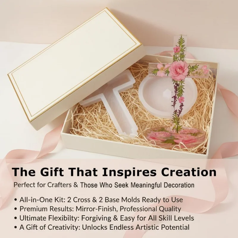 Two silicone molds with a base in the shape of a vertical cross，Can be used for making DIY Hanging candle decorations，As a bless - view 5