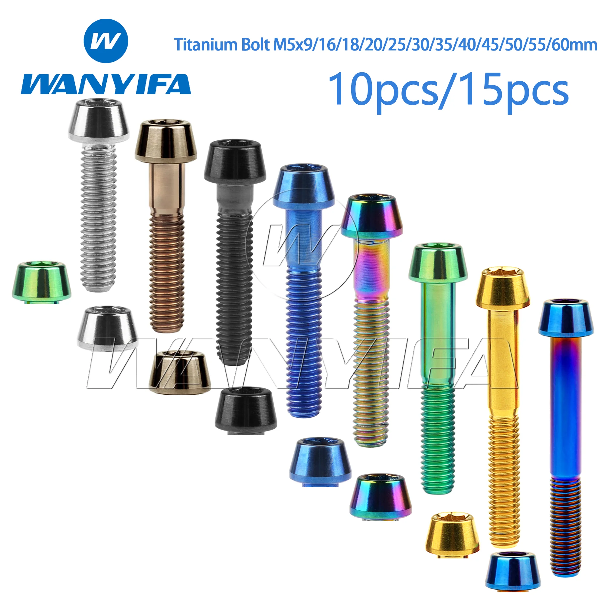 

Wanyifa Titanium M5 Hexagon Socket Head Cap Screws (9-60 Mm, Various Lengths) for Motorcycle Bicycle 10/15 Pcs
