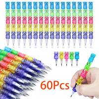 60Pcs Stackable Pencils for Kids Plastic Bear Shaped Pencils Sharpened Point Black Pencil Lead