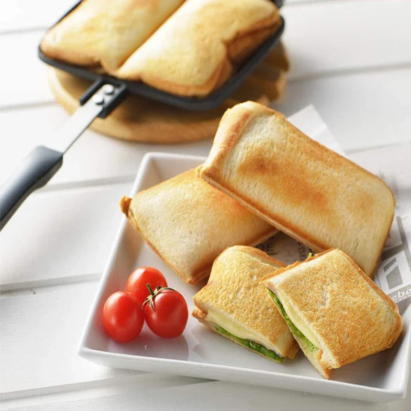 Gas Non-Stick Sandwich Maker Iron Bread Toast Breakfast Machine Waffle Pancake Baking Barbecue Oven Mold Grill Frying Pan