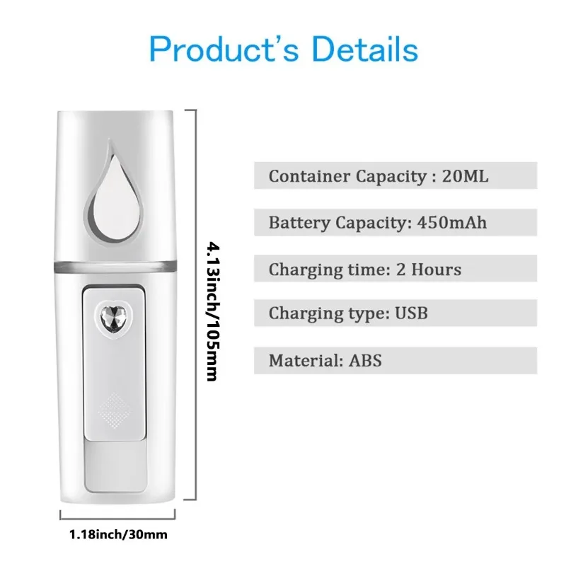 PULVERIZADOR DE Nano niebla Facial, Mini vaporizador Facial portátil, humidificador Facial práctico recargable, máquina hidratante para el cuidado de la piel