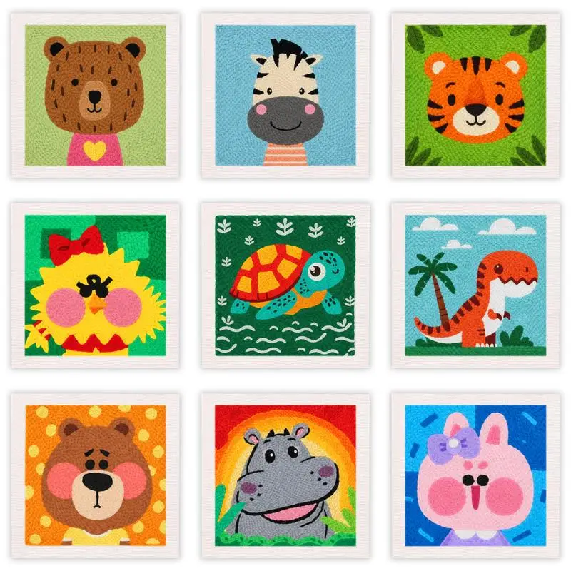 

Punch Needle Embroidery Starter Kit Punch Needle Kits Cartoon Animal Pattern Craft Painting Cross Stitch Beginner Kits For Adult