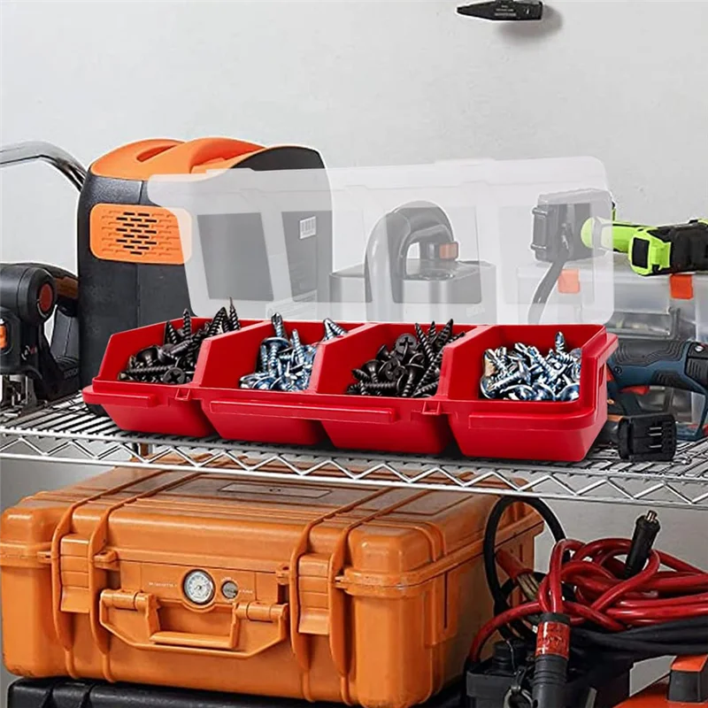 

F-T 6Pcs Screw Organizers Storage Bins With Lids, Plastic Stackable Hardware Organizer Box For Garage Nails Tool Organizing