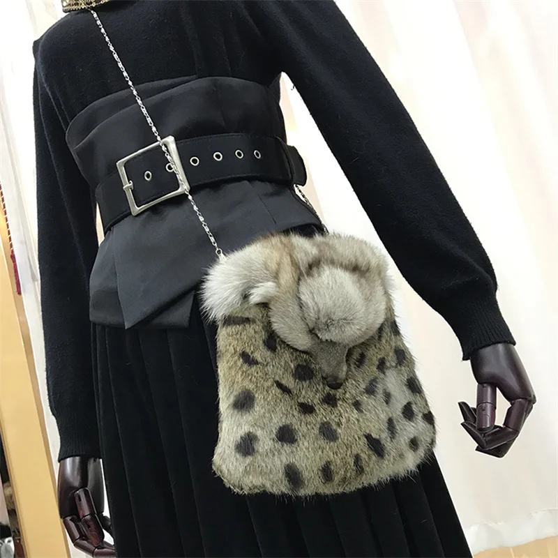 Women\'s Fur Bag New Luxury Full Fur Fox Hair Casual Girl Portable Crossbody Bag Large Capacity Charming Women\'s Exclusive Luxury