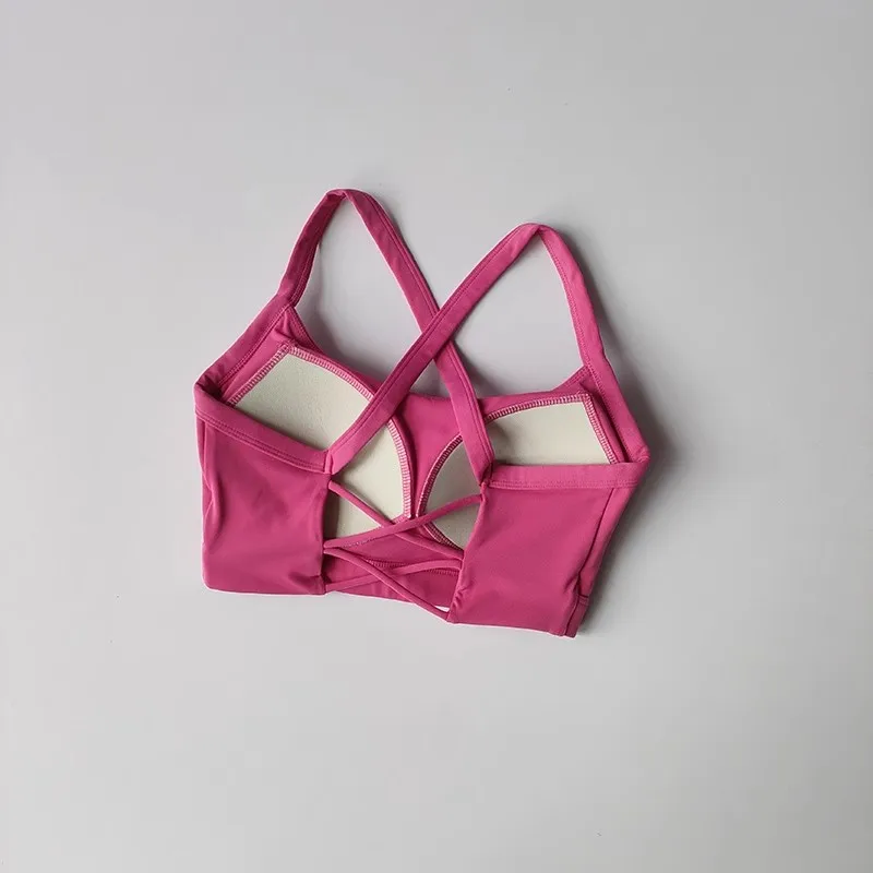 Damen-Yoga-Unterwäsche in Unifarben, Fitness-BH, weiches Sport-Top mit überkreuztem Rücken und Push-up-Effekt, mit Brustpolster, Yoga-Top, Sport-Crop-Top. – Detail 10