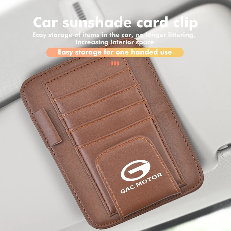 Car Sun Visor Glasses Case Sunglasses Clip Card Ticket Holder For GAC MOTOR Trumpchi Aion S GS3 GS4 GS5 GS8 GA4 GA6 GA8 GE3 2016