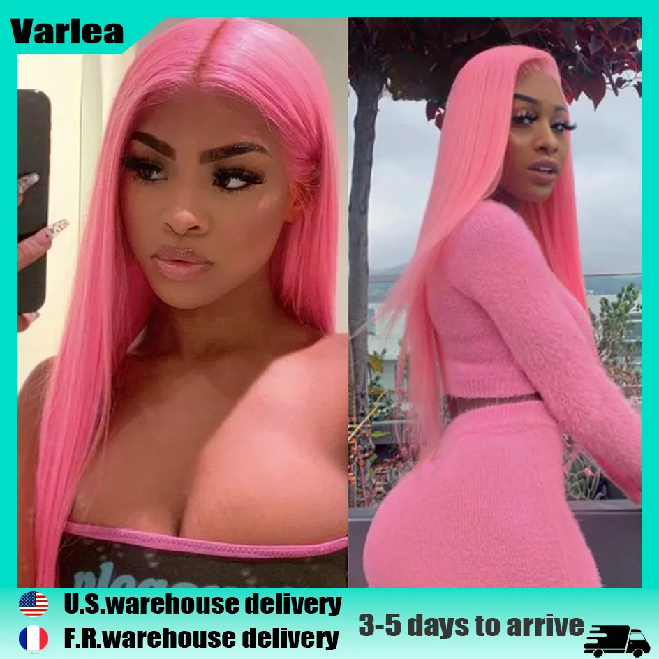 

Varlea 13x6 Lace Hd Bone Straight Human Hair Wigs 13x4 Lace Frontal Pink Human Hair Colored Lace Front Wig Human Hair Brazilian