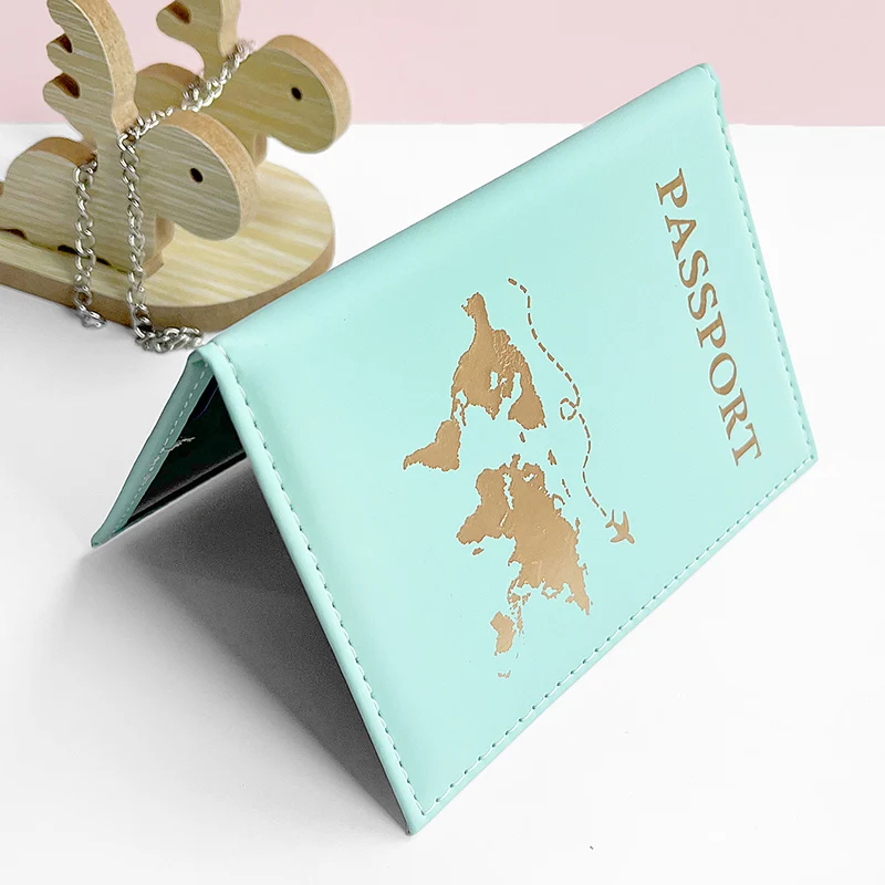 Green Passport Protective Cover for Women Men Pu Leather Material Waterproof Document Ticket Folder Passport Clip Holder Case