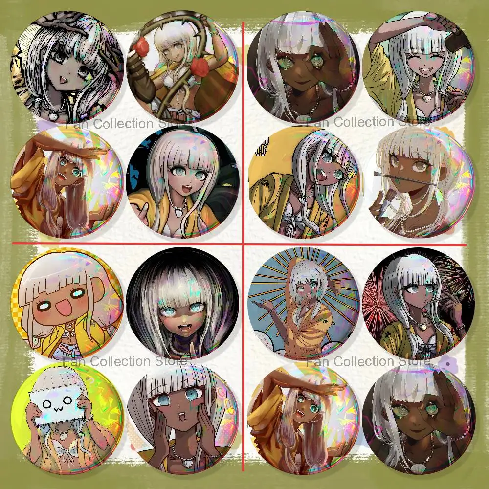 Angie Yonaga D-Danganronpa Brooches For Backpack Accessories 25,32,44,58,75mm Round Enamel Pins 4-piece Set Cartoon Anime Badge