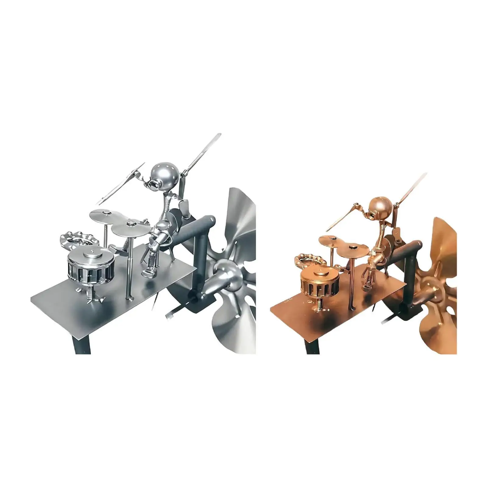 

Drummer Windmill Wind Sculpture Garden Decoration Steampunk Versatile Metal Yard Art Sculpture for Home Indoor Yard Path Outdoor