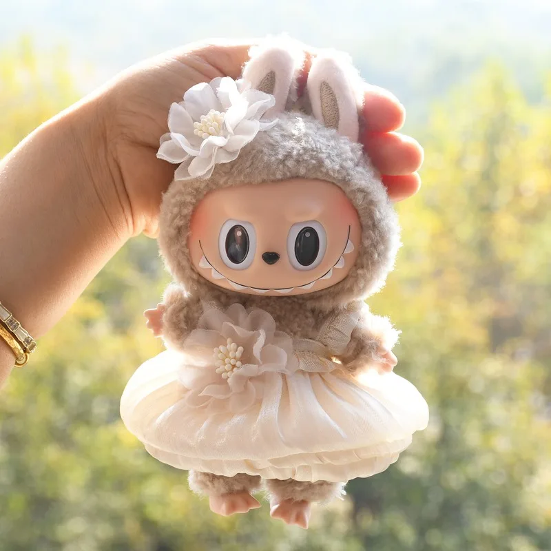 

17 см милая мини-плюшевая кукла, одежда, аксессуары для кукол Labubu Idol, свадебное платье с цветочной феей, подарок для ребенка (БЕЗ куклы)