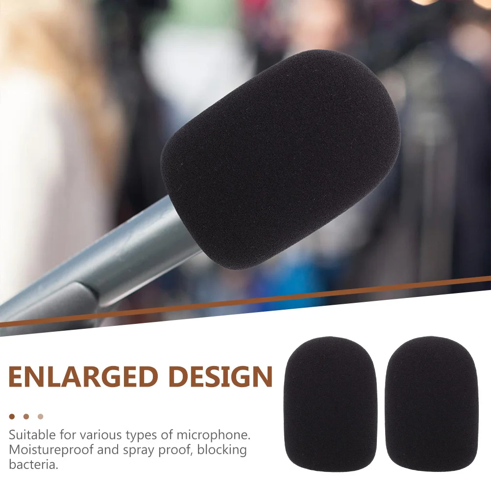 

2pcs Microphone Protective Sponge Anti-Spray Mic Covers For Ktv Conference Room Universal Dust Moisture Proof Bacteria Blocking