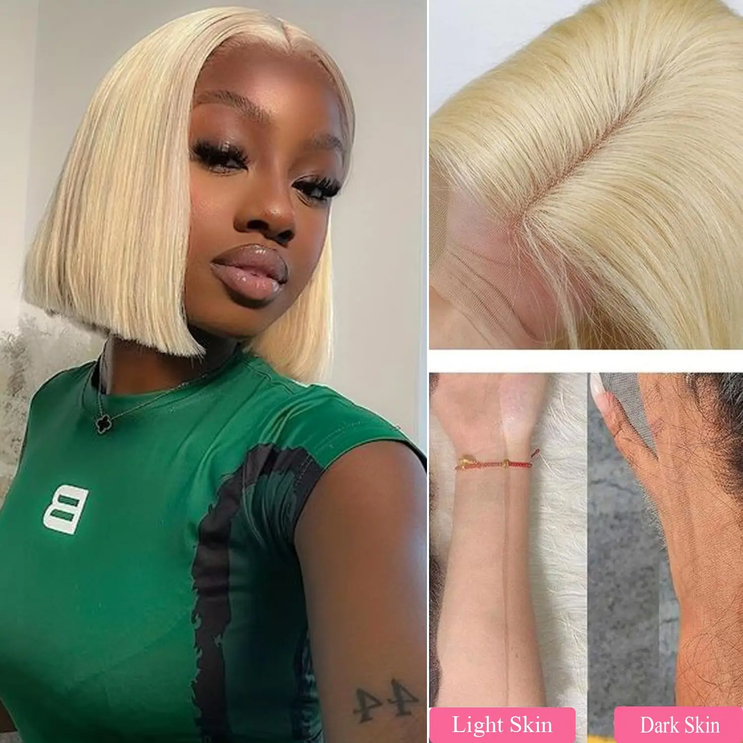 

Blonde Bob Wig Human Hair 13X4 HD Transparent 613 Lace Front Wig Human Hair 180% Density Frontal Wigs Pre Plucked Hair Line