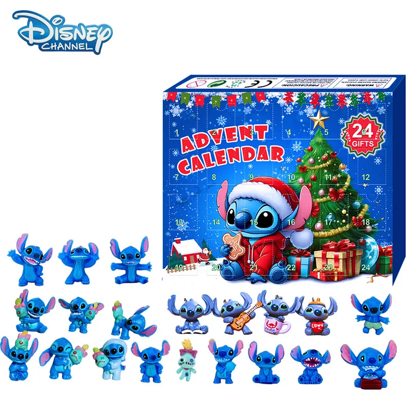 Christmas Disney Blind Box Stitch 24 Day Countdown Surprise Blind Box Stitch Doll Calendar Blind Box Children's Christmas Gifts