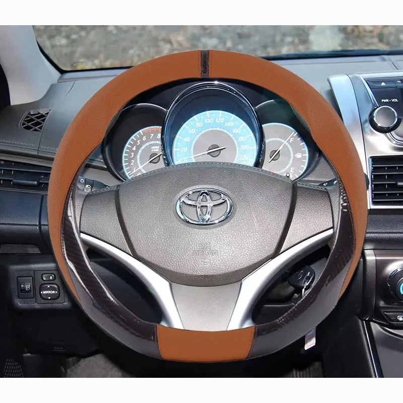 Leather Anti-slip Breathe Car Steering Wheel Cover For Toyota Yaris Corolla RAV4 Camry Avalon Golf Prius Vios 86 Fortuner Hilux