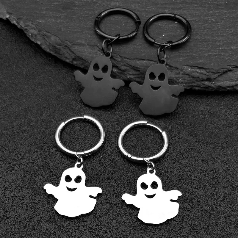 

Halloween Fly Ghost Dangle Earring For Women Men Stainless Steel Balck Silver Color Hip Hop Festival Drop Earring Jewelry Gifts