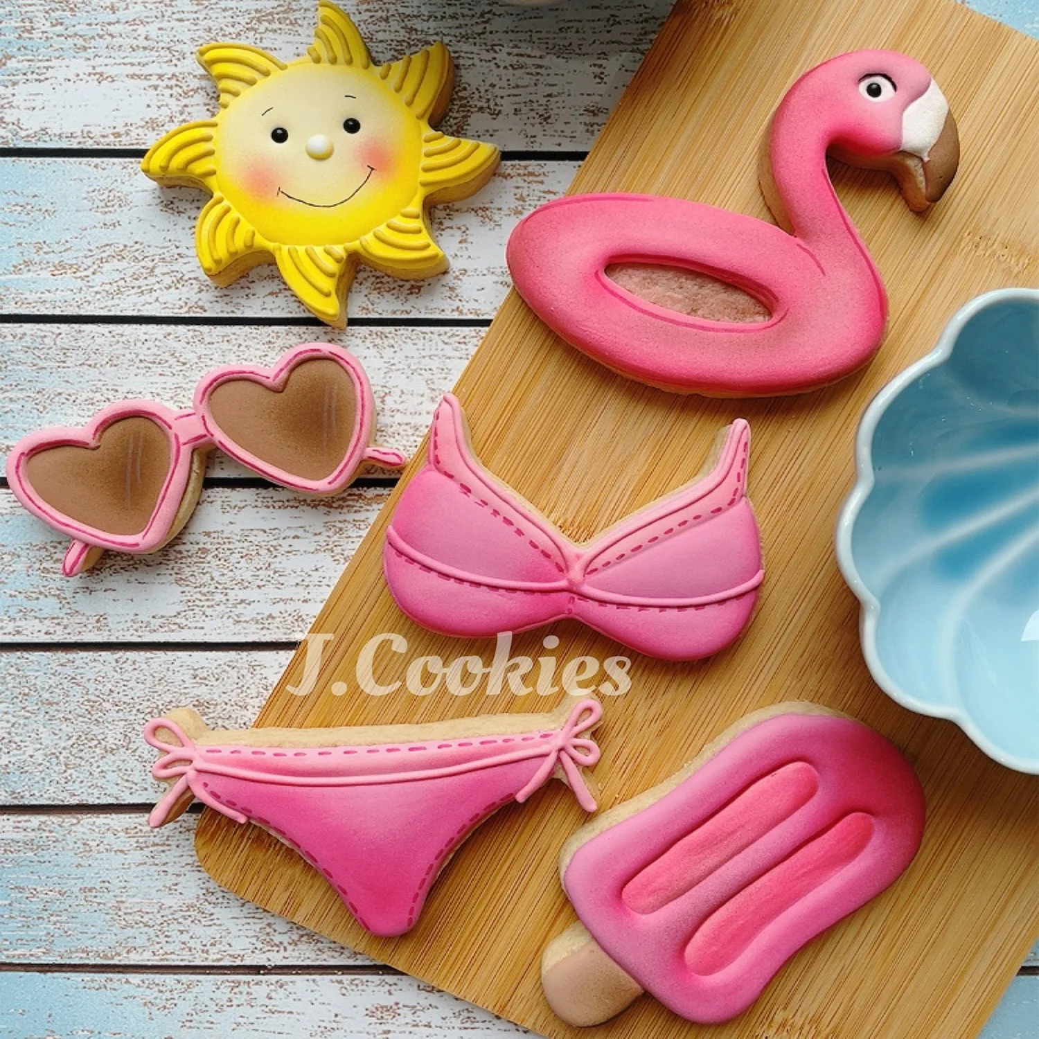 KENIAO Summer Beach Cookie Cutter Set - 6PC - Flamingo Float, Bikini Set, Popsicle, Sun and Sunglasses Molds - Stainless Steel