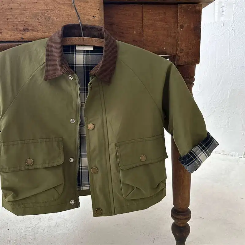 2026 UNITIM Frühling Herbst Kinder Jungen Jacke Kariert mit Taschen Langarm Kleinkind Jungen Oberbekleidung Mantel Kinder Jungen Jacke – Detail 21