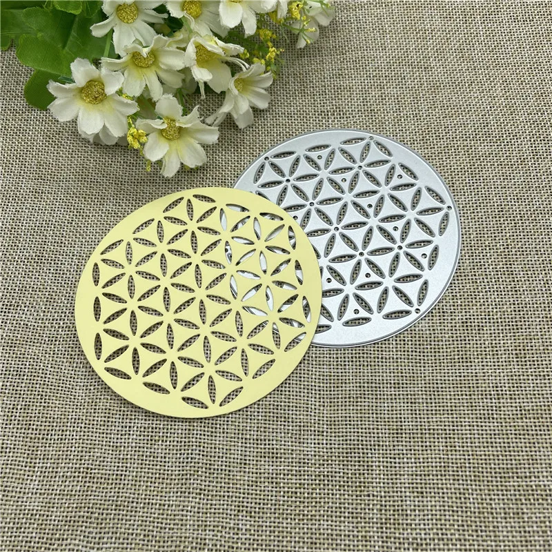 

Geometric frame lace Metal cutting dies mold Round hole label tag Scrapbook paper craft knife mould blade punch stencils dies