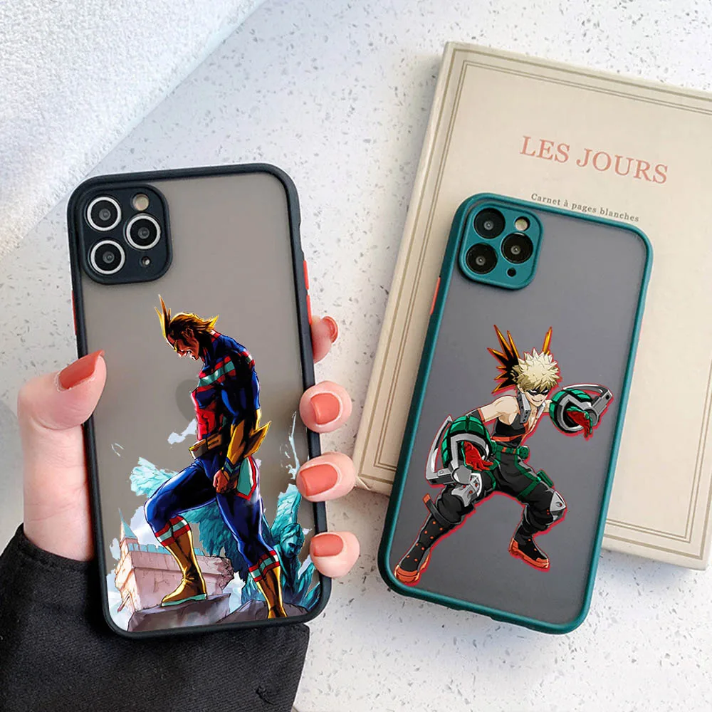 Translucent Phone Case For iPhone 16 15 14 7 8 Plus 13 12 11 ProMax X XR XS SE Mini My Hero Academia Bakugou-Katsuki Matte Cover