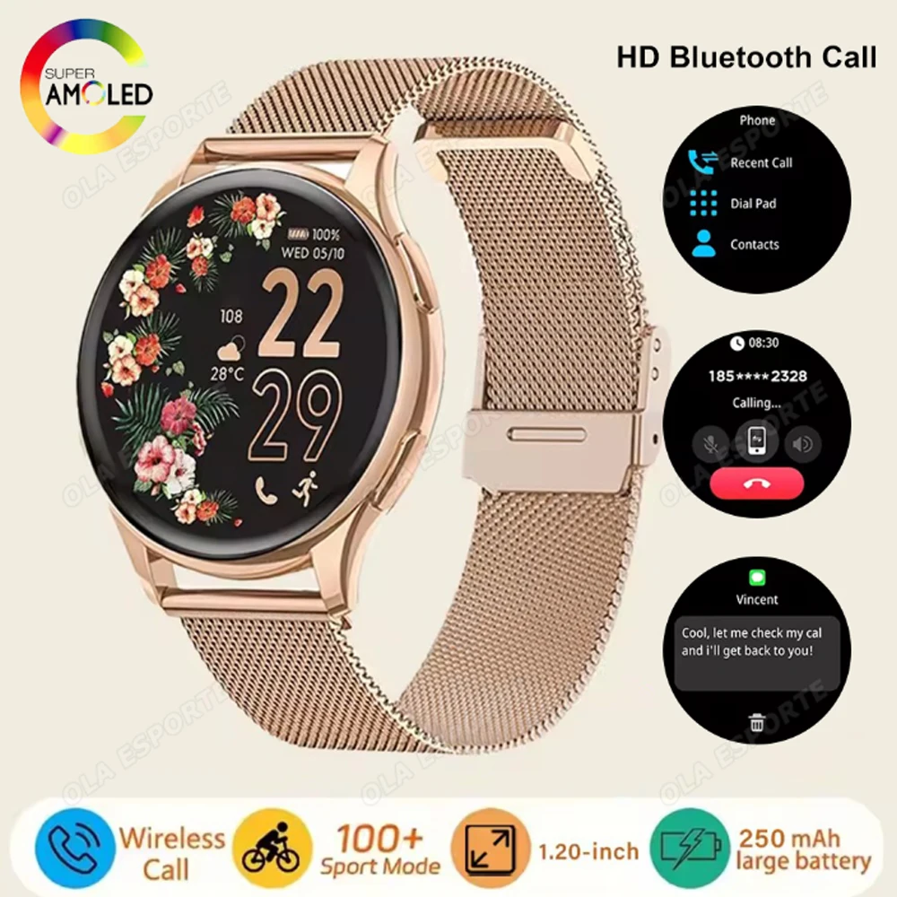 

Новые умные часы с Bluetooth-вызовом, AMOLED-экран, 100 + спортивные режимы, фитнес-часы, мониторинг сердечного ритма, сна, умные часы для мужчин и женщин