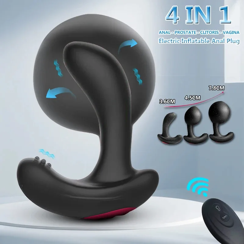 Inflatable Vibrating Anal Plug Dildo – Remote Control, Prostate Massager, Vagina Anus Dilator, Unisex Gay Sex Games Toy