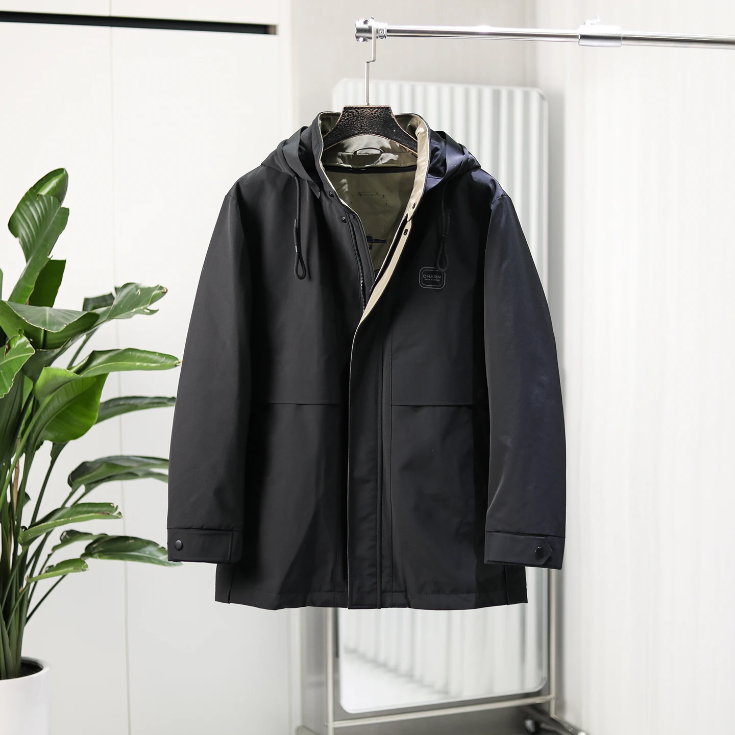 

Detachable 90 Du down Inner Liner Lightweight Warm Men's Mid-Length down Jaet Ci Casual Sle Windproof Elastic Seal