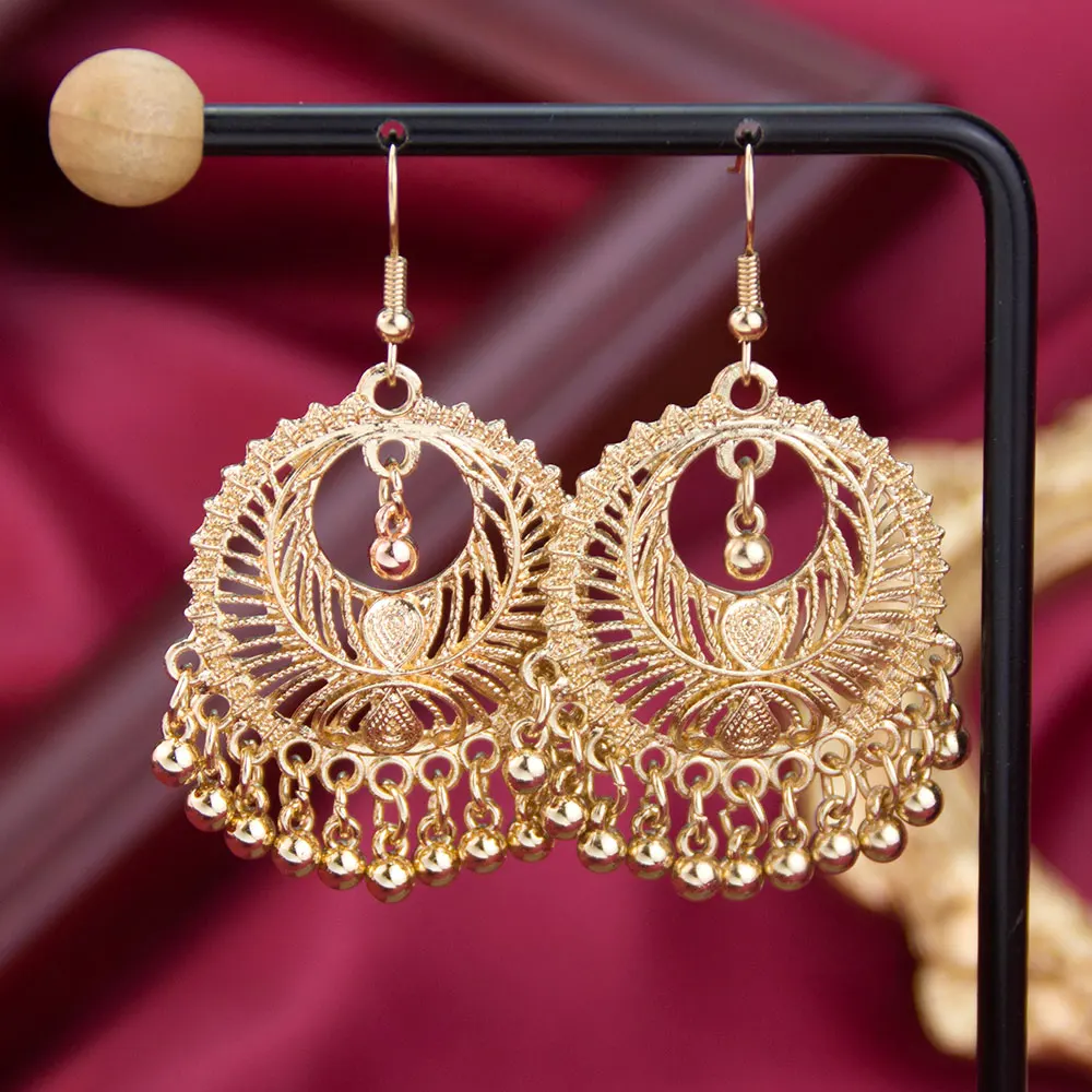 Sunspicems Luxury Indian Drop Earrings For Women Fashion Morocco Matal Ball Banquet Jewelry France Bride Dangle Earring