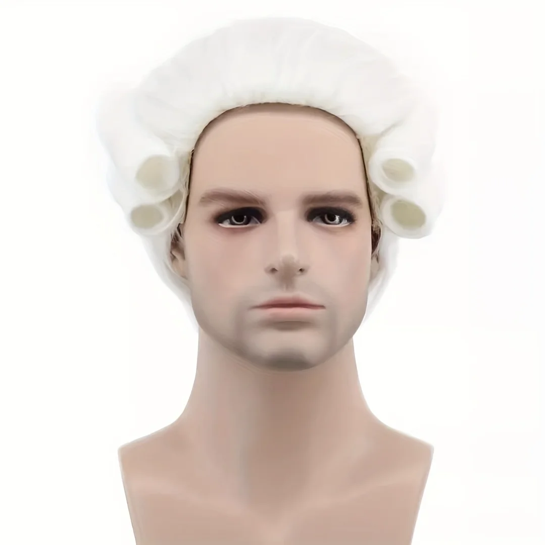 Anxin Brand Synthetic Fiber Wig: Retro Palace-Style Fluffy Curly Hair (Available in Gold/White/Gray), Featuring a Classic Palace Curl Design, with Naturally Voluminous and Textured Hair; Made of High-Quality Synthetic Fiber Material, Comfortable to Wear and Easy to Manage; a Fashionable Item Suitable for Adult Men and Women's Cosplay, Vintage Character Reenactments, Historical Theme Event Costumes, and Theatrical Stage Performance Styling