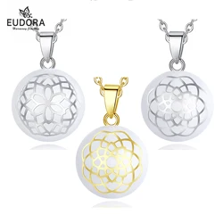 Eudora 20mm Harmony Ball Flower of Life Pendant Pregnancy Bola Angel Caller Baby Wishing Chime Ball Necklace Women Jewelry Gift