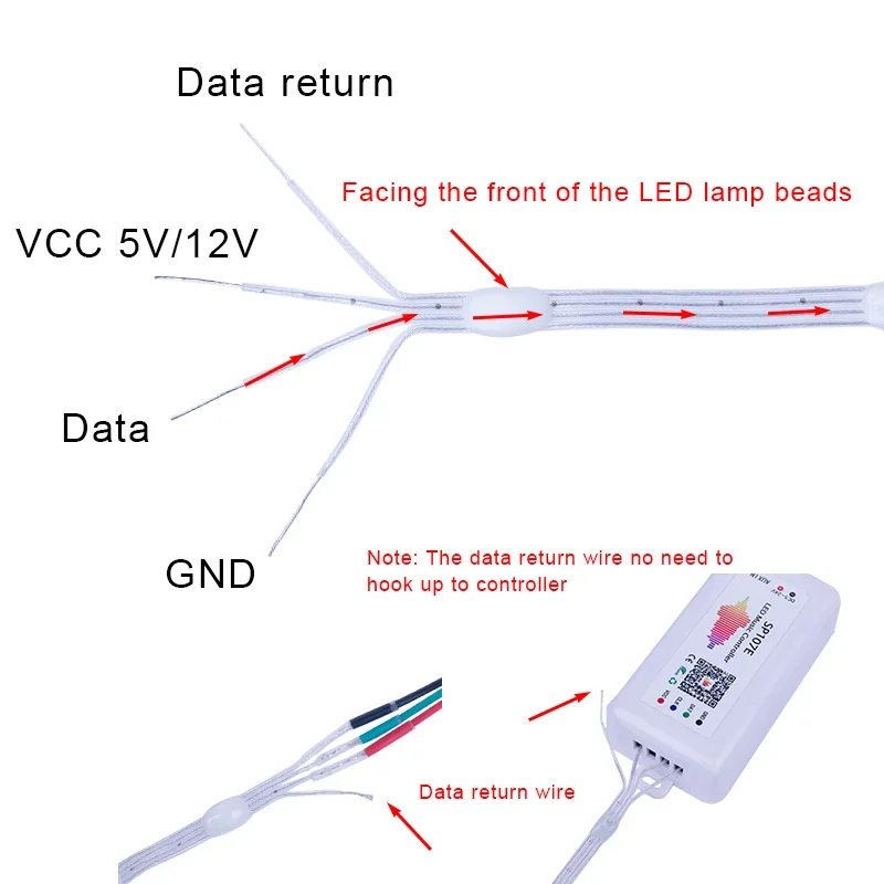 12V 4pin Data Return WS2811 WS2812B LED Seed Pixel String Lights Full Color Individually Addressable RGB for DIY Curtain Light