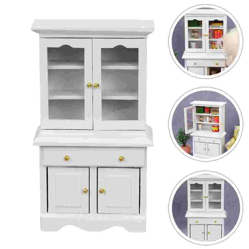 House Decoration Mini Miniature Scene Model Bookcase Wood Accessories Ornaments Cabinet Adornment Wooden Furniture Splint