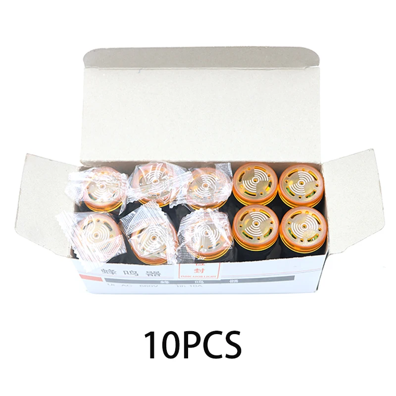 10Pcs AD16 22mm Industrial LED Signal Light with Buzzer Alarm -Color Red/Green/Yellow DC12V DC 24V AC 220V for Control Panel