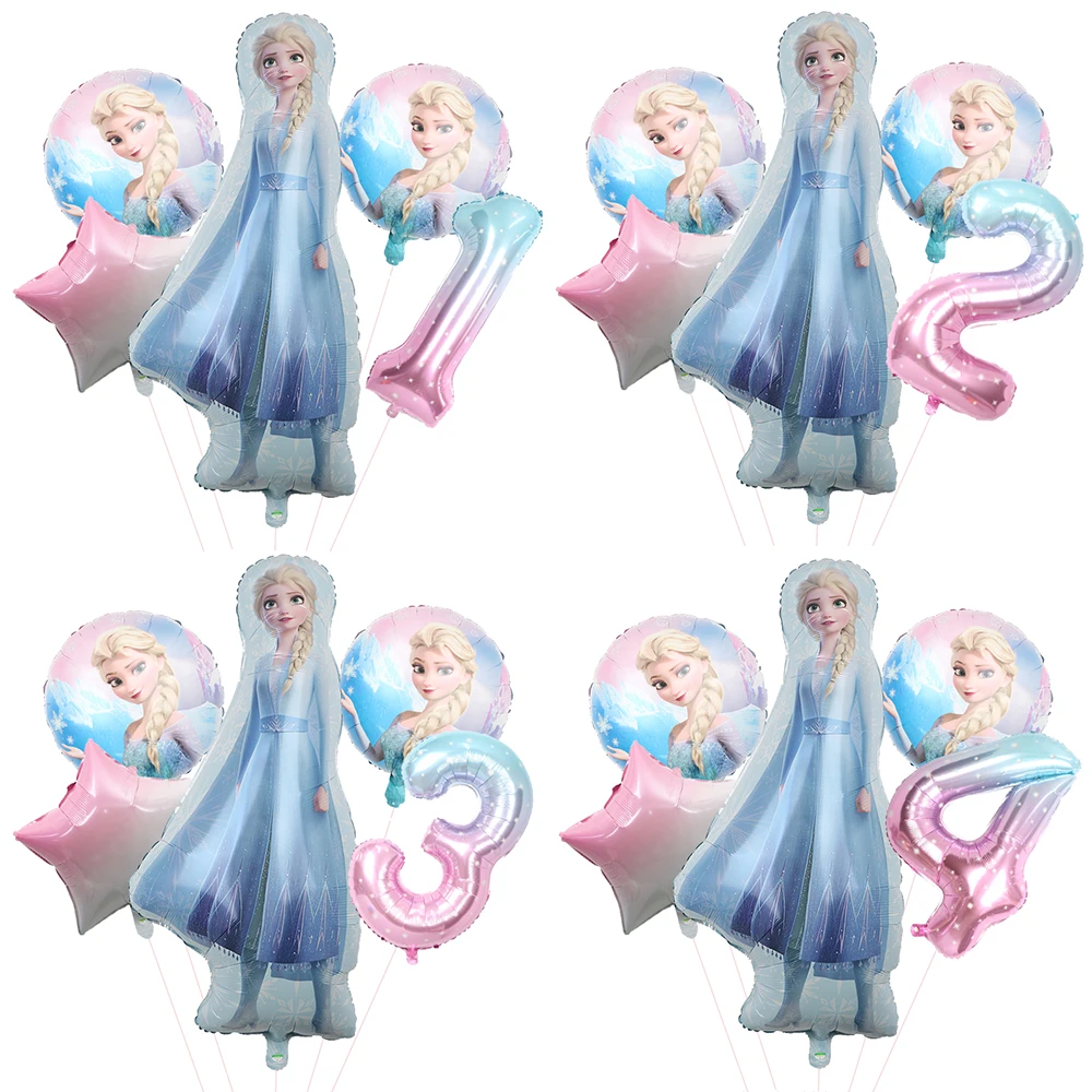 5pcs Disney Frozen Ice Queen Alsa Theme Balloons 40 pollici Gradient Number Ball 1-9th Girls Birthday Party Baby Shower Decorations