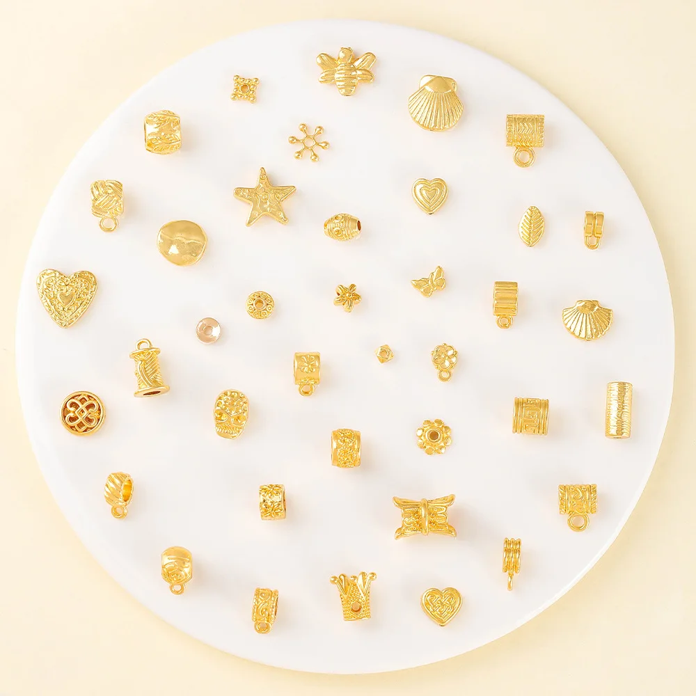 

Hot-selling alloy DIY jewelry accessories: Bright gold pendants, necklaces, bracelets, pendants, heart-shaped stars