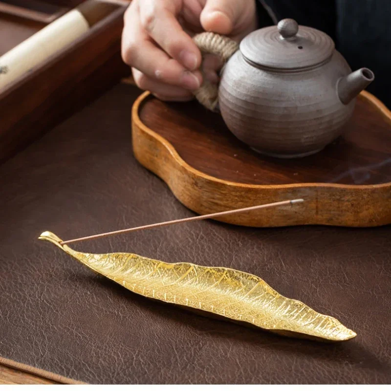 Incense Holder Ash Catcher Long Leafs Censer Meditation Home Decor Accessories