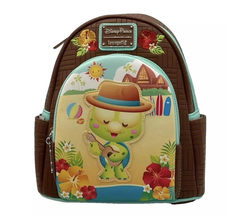 

2025 New Disney Parks Loungefly Mini Backpack Olu Mel Turtle Duffy with Keychain Schoolbag Anime Peripherals Birthday Gift